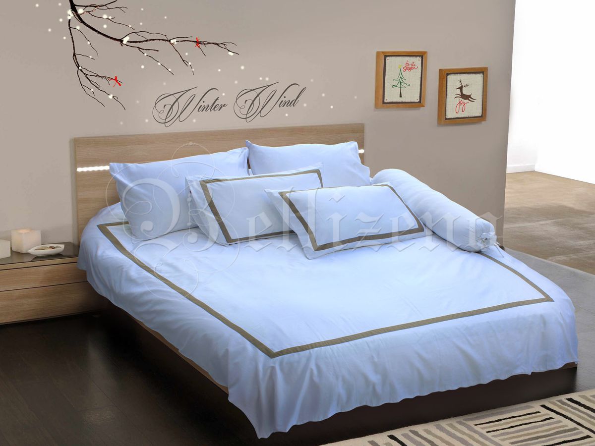 Vỏ chăn gối phối màu - trắng/nâu hạt dẻ